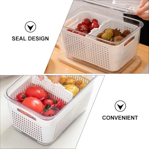 ABOOFAN 2pcs Double Layer Produce Storage Container with Draining