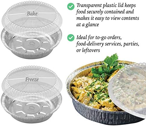 55 Pack - 7" Round Aluminum Pans with Lids - Aluminum Foil Pans with