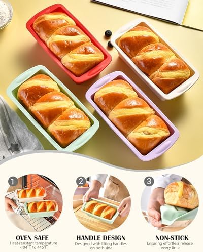 Mini Silicone Bread Loaf Pan, Non-Stick Bread Pans for Baking,Flexible