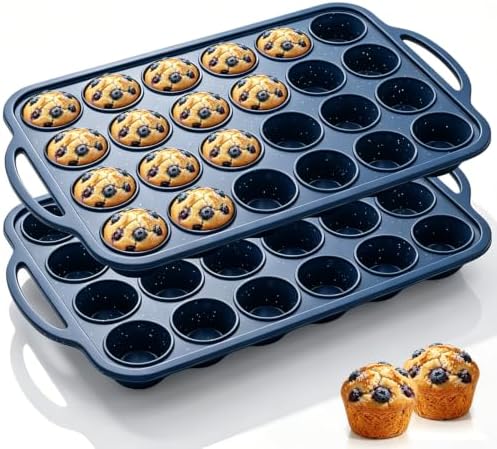 Vinino 2 Pack Mini Silicone Muffin Pan with Stainless Steel Frame