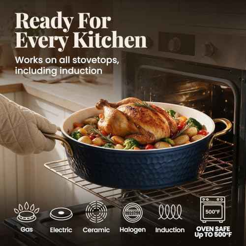 GOTHAM STEEL HAMMERED 20 Pc Ceramic Cookware Set, Titanium & Diamond Coated
