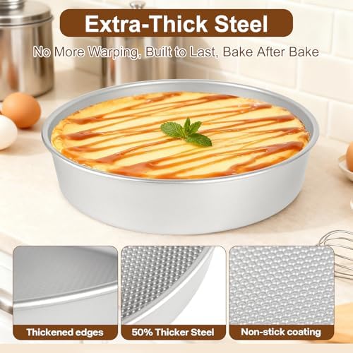 9 Inch Round Cake Pan Set of 2, Nonstick Heavy-Duty Steel
