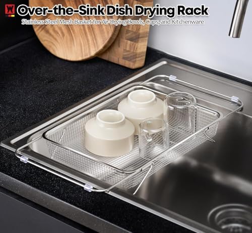 WAGENSTEIGER Extendable Dish Rack with Feet, Vegetable Colander