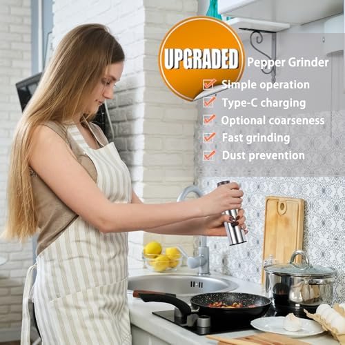 Enutogo Electric Salt & Pepper Grinder Set, Stainless Steel