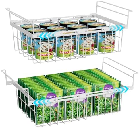 GSlife Freezer Organizer Bins - Hanging Baskets for Storage, 2 Pack