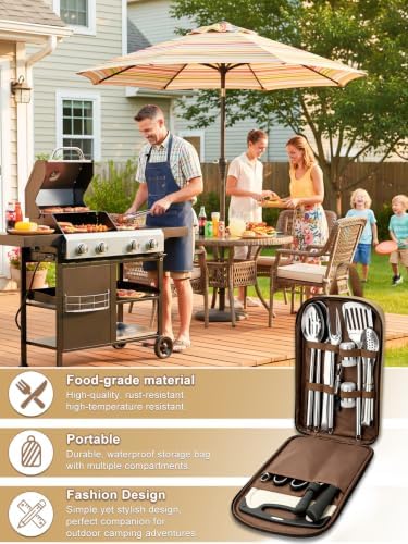 15-Piece Stainless Steel Camping Utensil Set