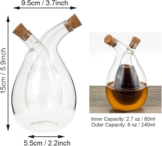 Olive Oil and Vinegar Dispenser Bottles Cruet, Kitchen 2 in 1 Glass Oil and - Image 3