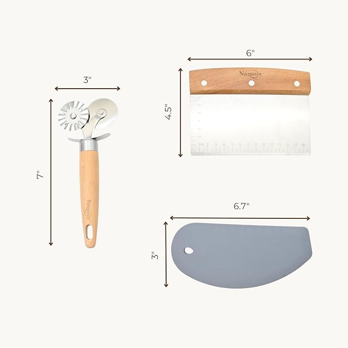 NAZANIN Baking Trio Set – Stainless Steel Dough Scraper - Image 2