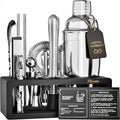 Mixology Bartender Kit with Stand - 15 Piece Bar Tool Set, Silver Bar