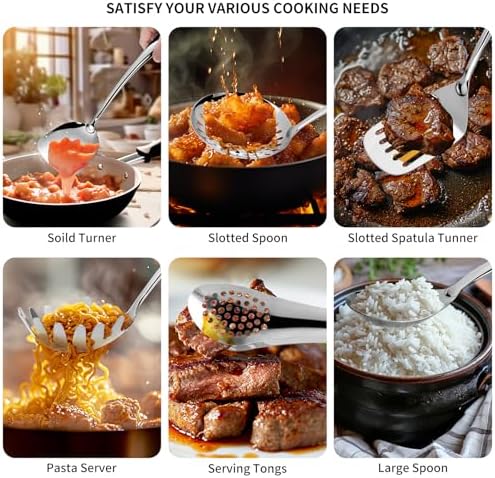 304 Stainlss Steel Kitchen Utensils Set, 11 Pcs Long Metal Cooking