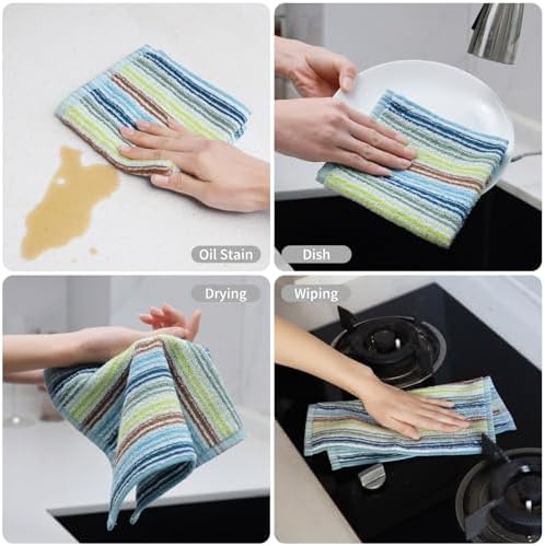 Oeleky Cotton Dishcloths, Pack of 8, 12x12 Inches