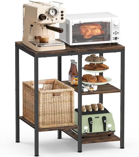 OGEMXU 4-Tier Adjustable Microwave Cart, Brown
