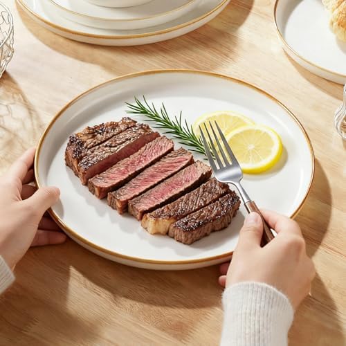 Yachi Plates and Bowls Sets, 12 Pieces Modern Style Porcelain