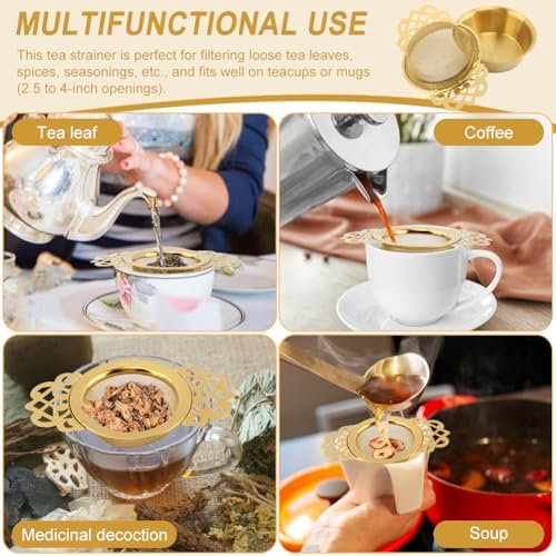 4 Pack Stainless Steel Tea Strainer Bowl, Fits 2.5-4 Inch Cup Mouth