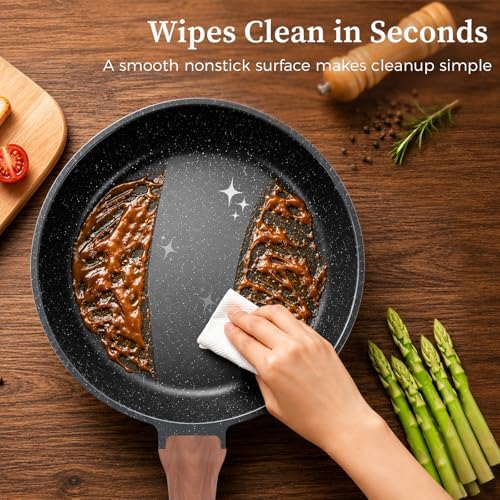 YASHE 3Pcs Granite Nonstick Frying Pan Set(8/9.5/11 inch) Induction Ready