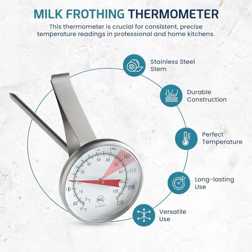 OCS Parts 8-Inch Milk Frothing 30-200° F Thermometer with Clip