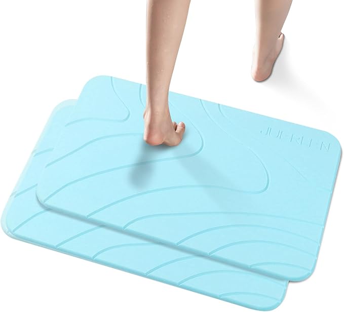 2 Pack Diatomaceous Earth Shower Mat, Stone Bath Mat, Nonslip Super Absorbent by JUERLEN