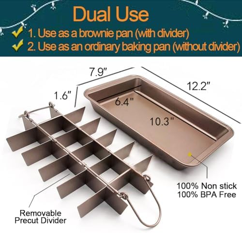 Non Stick Brownie Pan with Dividers, High Carbon Steel Baking Pan