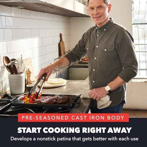 GreenPan x Bobby Flay 16.5 x 9.5 Cast Iron Reversible Double Burner Griddle