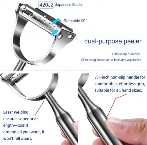 Julienne Peeler, 2-in-1 Stainless Steel Vegetable Peeler & Shredder