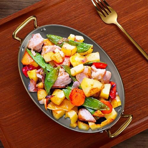 Oval Spanish Paella Pan, 304 Stainless Steel Skillet Pan