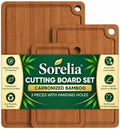 3-Piece Bamboo Cutting Boards - Large Wood Cutting Boards for Kitchen