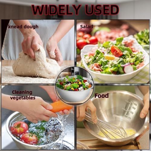 5 Piece Stainless Steel Mixing Bowl Set With Measurement Markers