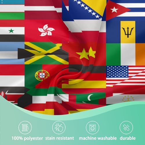 International Flag 60 Inch Round Tablecloth,Around The World Table