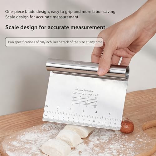 2PCS Stainless Steel Dough Scraper Bench Scraper with Measurement
