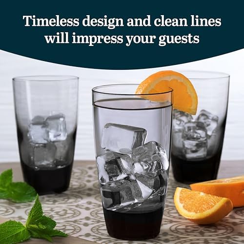 Libbey Classic Smoke Tumbler Glasses, Classy, Timeless Drinkware Set