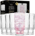 Kitchen Lux Ribbed Glass Cups 12oz (Set of 6) Highball Tall Glass