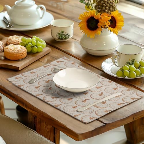 Fall Placemats Set of 4 Burnt Orange Pumpkin Place Mat Autumn