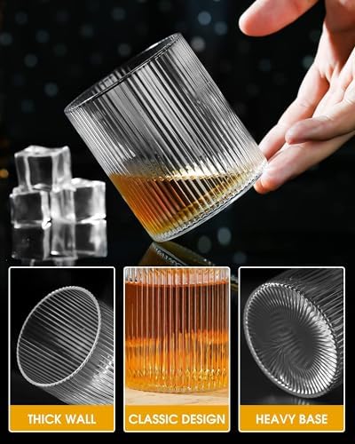 Drinking Glasses Set of 6, 10 oz Highball Glasses, Vintage Glassware