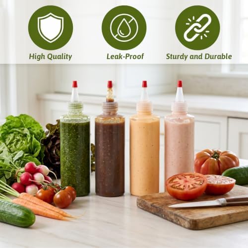 30 Pcs 8.5 oz Clear Plastic Squeeze Condiment Bottles with Red Tip