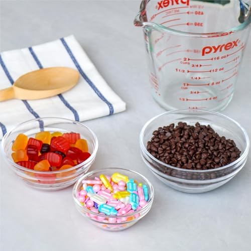 3 Sizes of Clear Glass Bowls, 2.5, 3.5 & 8.5 oz, Small Prep Bowls for