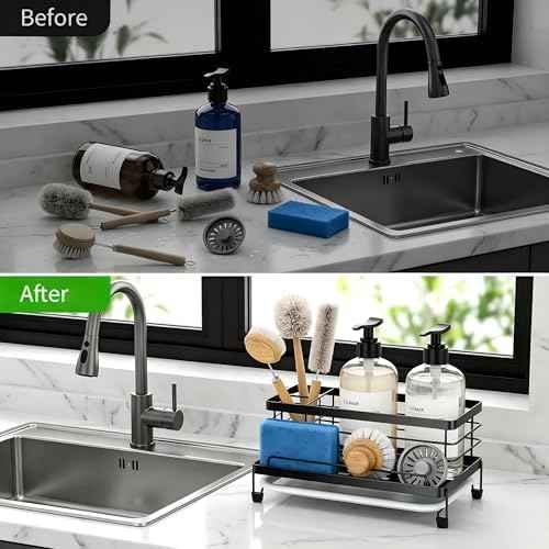 Cisily Sponge Holder for Kitchen, Sink Caddy Organizer, Kitchen Sink