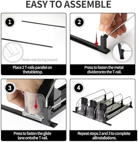 Adjustable Soda Can Organizer for Fridge, Black