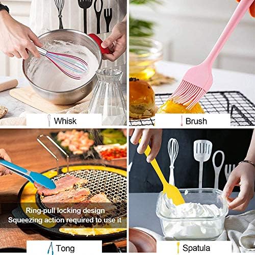 18-Piece Silicone Kitchen Utensils Set, Colorful Non-Toxic Cooking