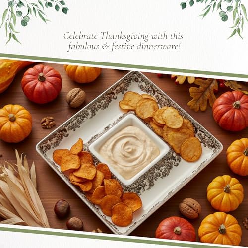 Spode – Woodland – Square Chip and Dip Serving Set - Turkey