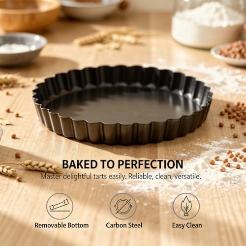 16 Pcs Tart Pans For Baking, Carbon Steel Mini Quiche Pans Set With