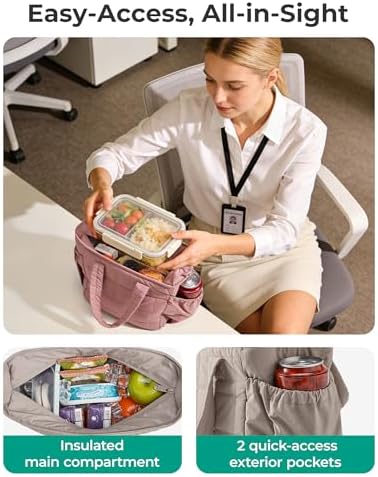 BAGSMART Lunch Bag Women Small Cute Quilted Insulated Leakproof