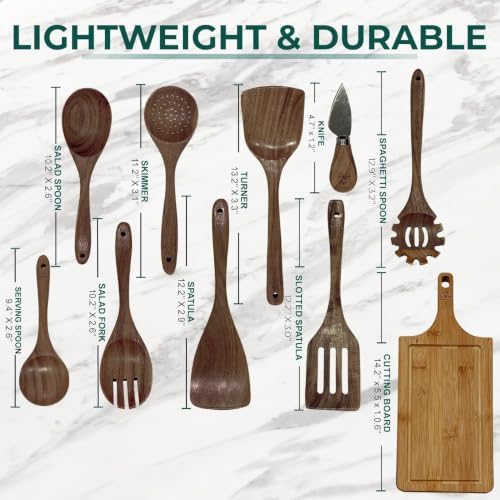 10-Piece Teak Wooden Kitchen Utensil Set