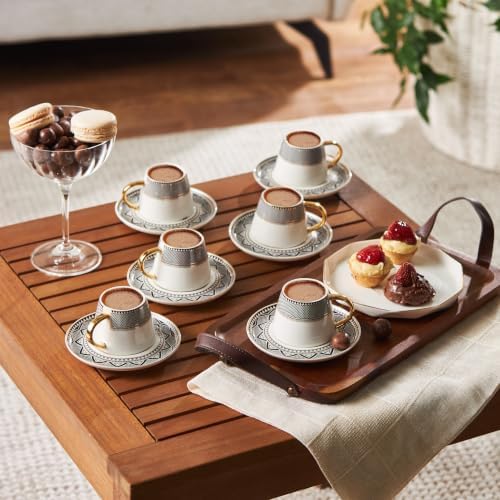 KARACA Globe Turkish Coffee Cup Set of 6, 80ml, 2.7 oz, Small Espresso