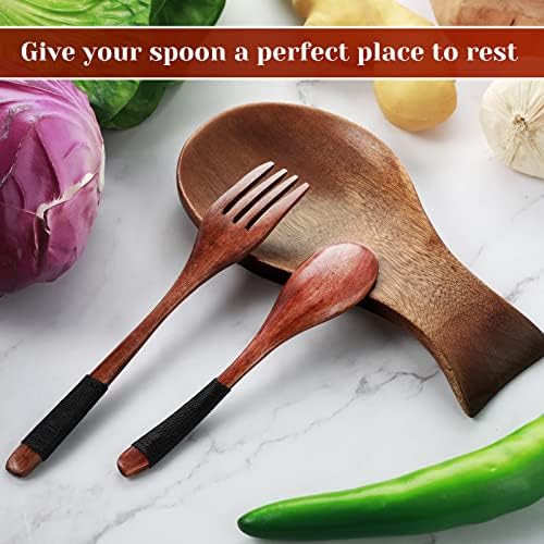 Patelai Acacia Wood Spoon Rest for Kitchen Stove Top Utensils,Brown