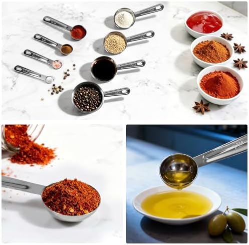 8 PCS Stainless Steel Measuring Cups and Spoons Set, Premium Measure