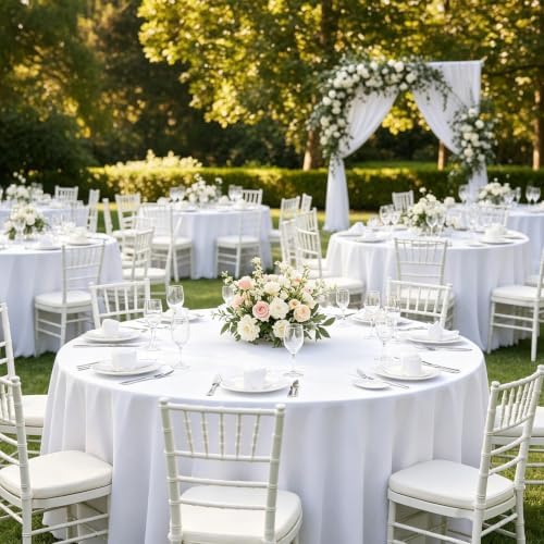 120 Inch Round Tablecloth 2 Pack White Table Cloths