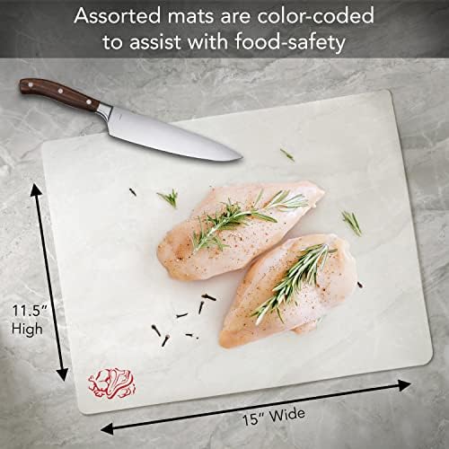 Cut N' Funnel Lightly Frosted Cutting Board Mats with Icons 3 Pack