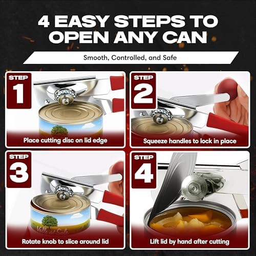 Chef Master Commercial Can Opener Heavy Duty - Manual Hand Crank for