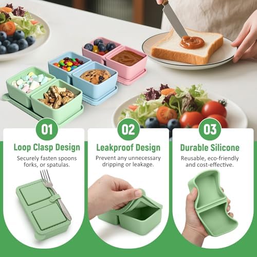 3Pack Silicone Snack Containers with Lids-Lightweight and