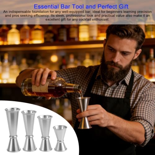 Zarique 4 Pack Professional Bartender Jigger, Dual-Sided Stainless